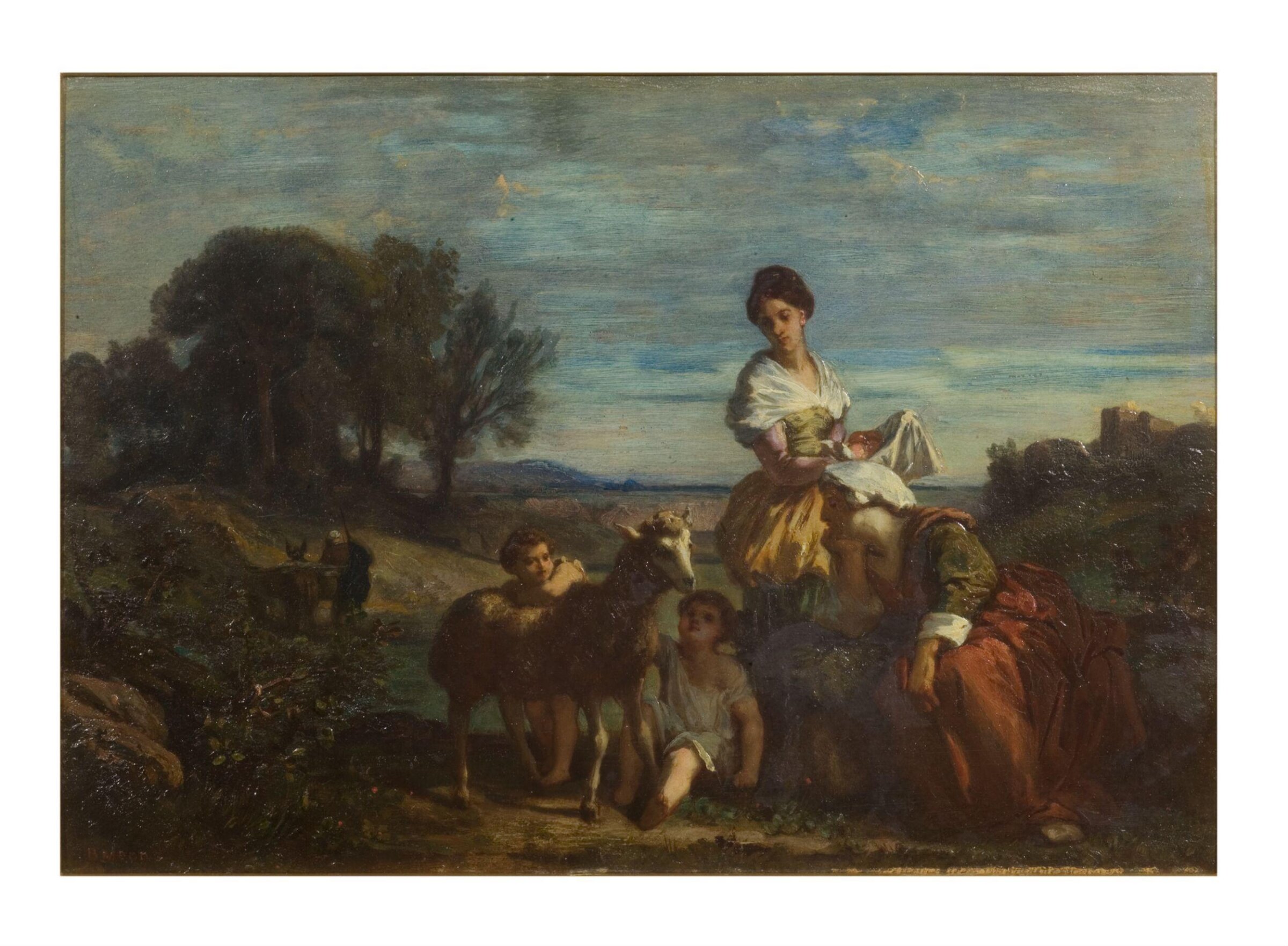 Children playing with a lamb, Barthélémy Menn, ca. 1840
