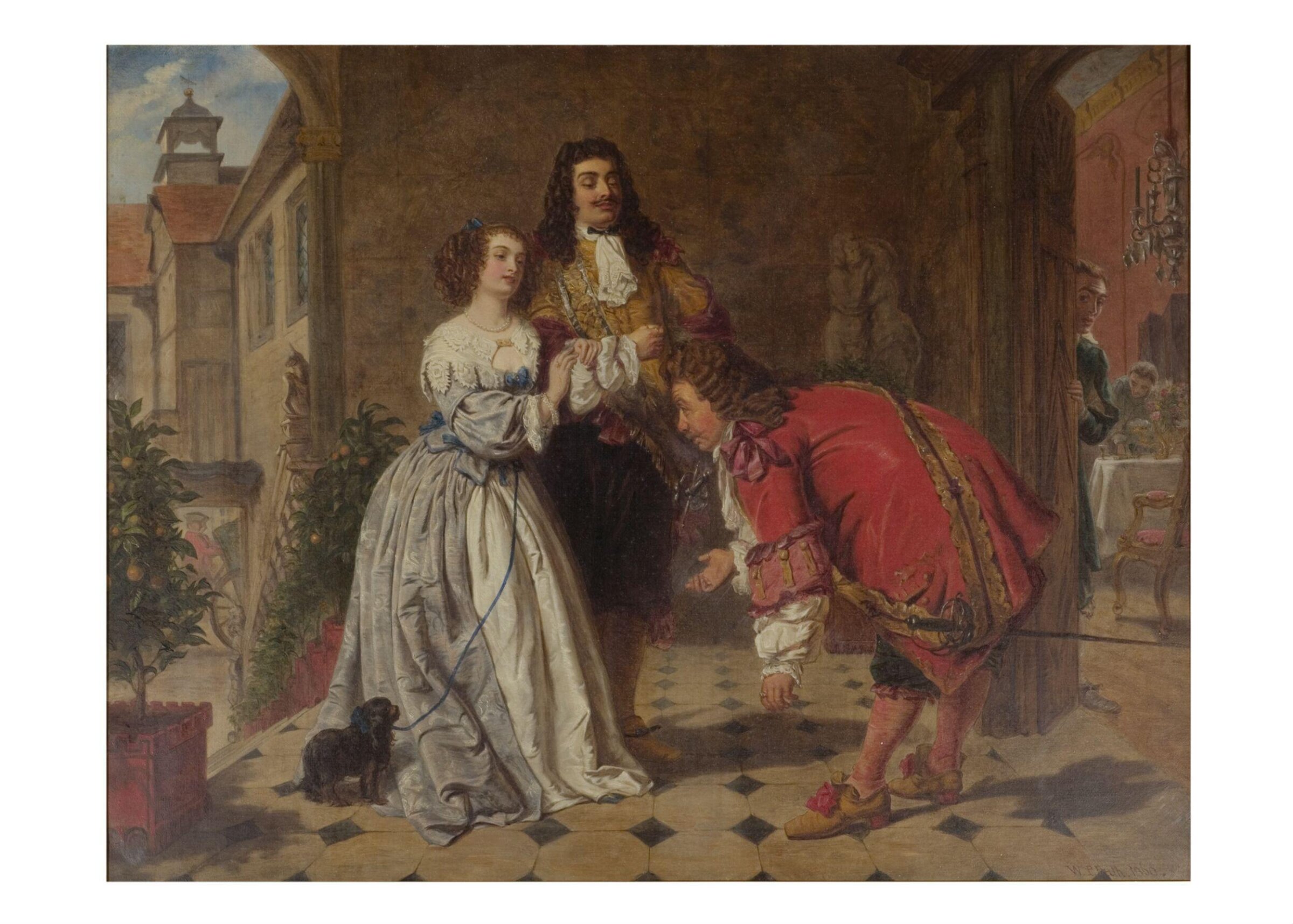 Scene from <i>Le Bourgeois Gentilhomme</i>: Monsieur Jourdain receiving his guests, William Powell Frith, 1860