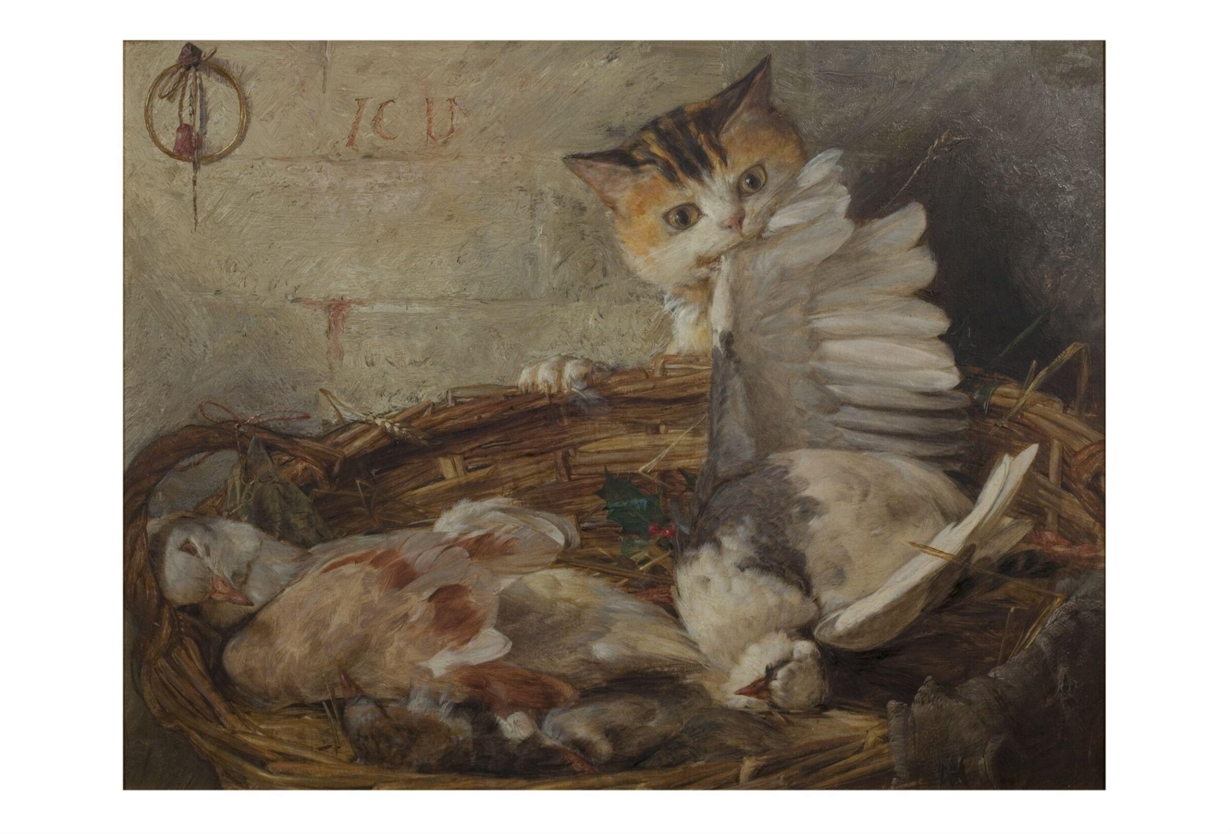 Cat and dead pigeons, Alfred Morgan, ca. 1862