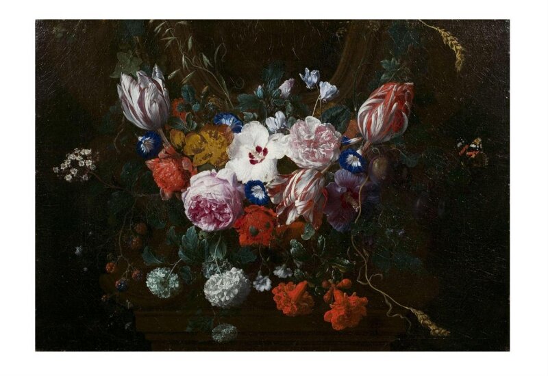 Flowers beneath a Cartouche