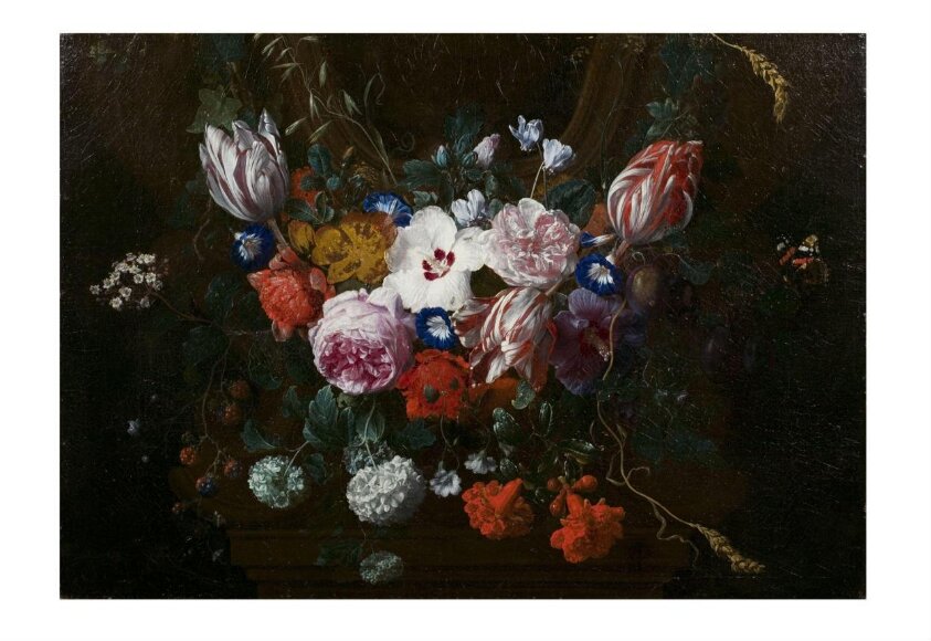 Flowers beneath a Cartouche