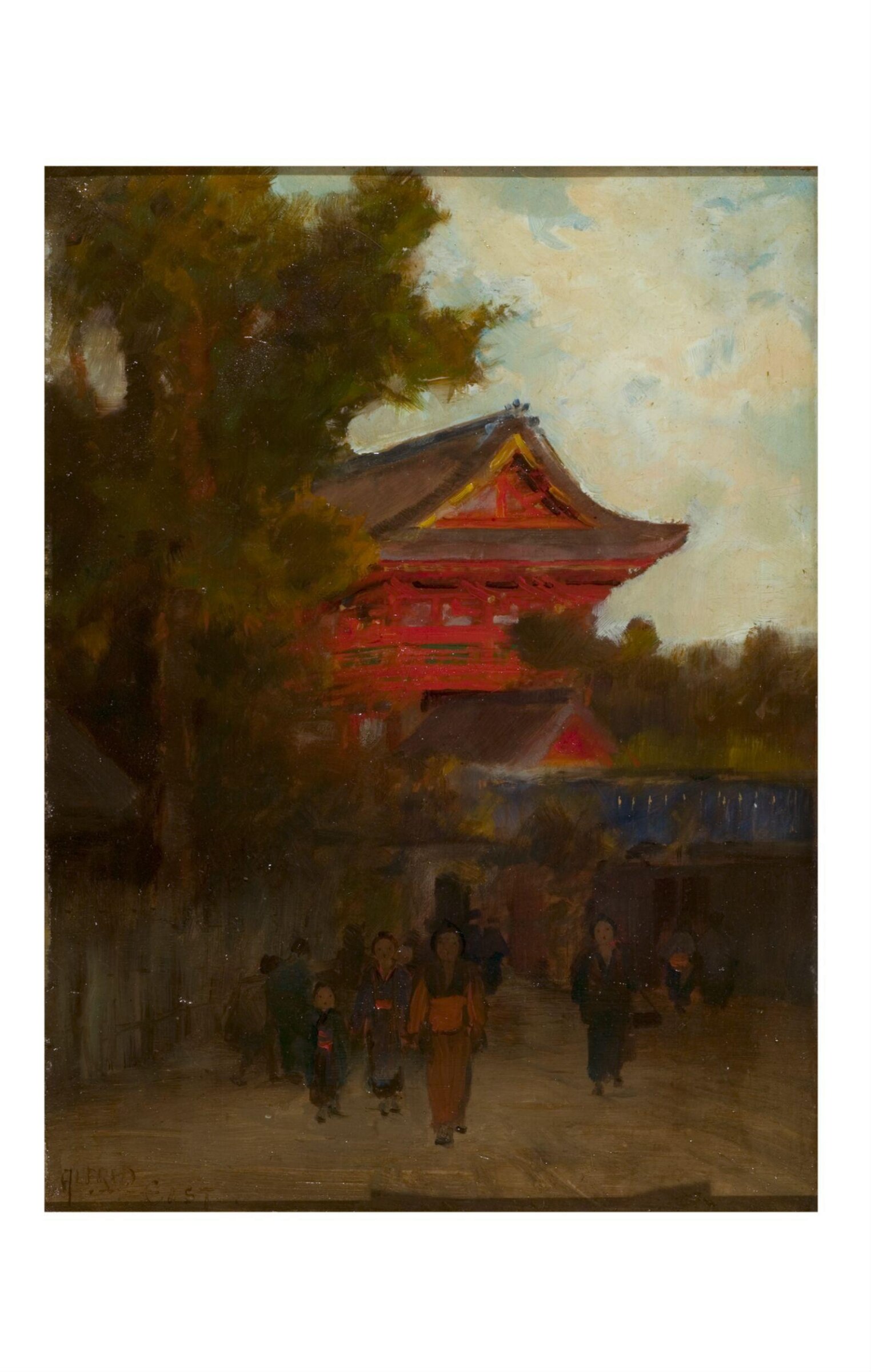 Japanese Scene with Red Temple, Alfred East, 1889-90
