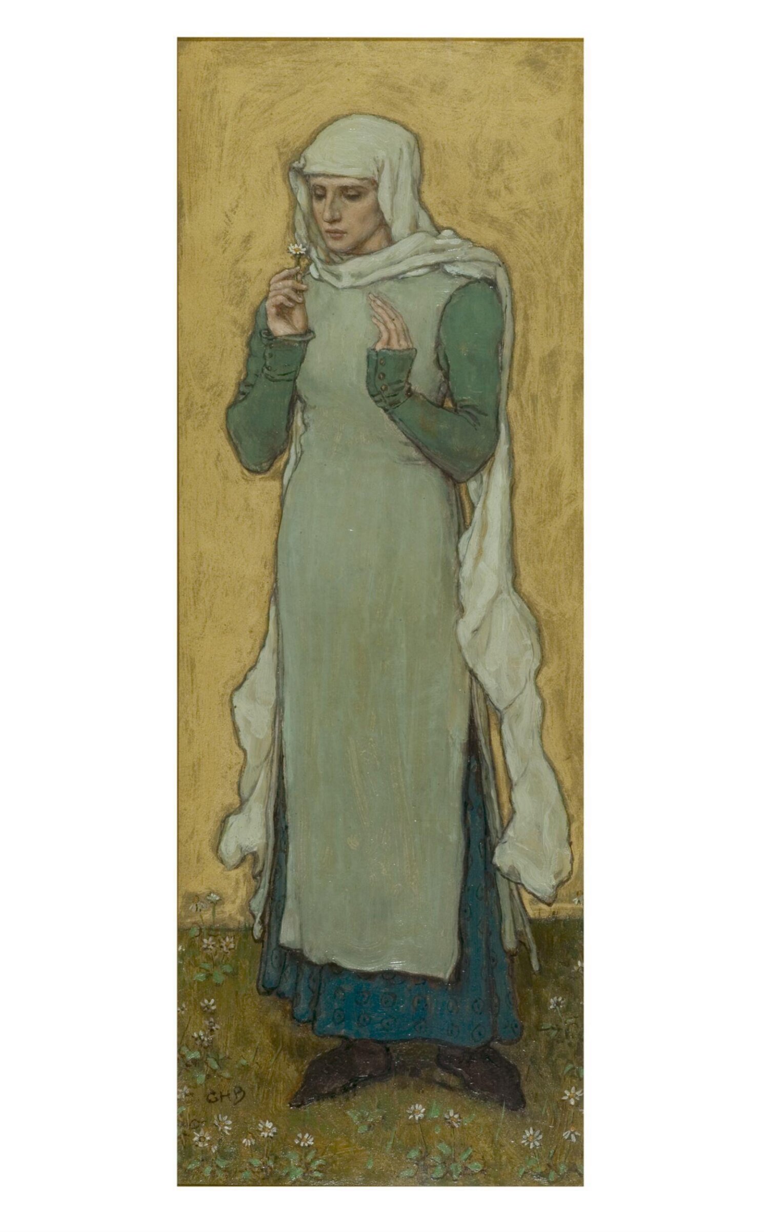 A woman holding a marguerite, George Henry Boughton, ca.1880-1890