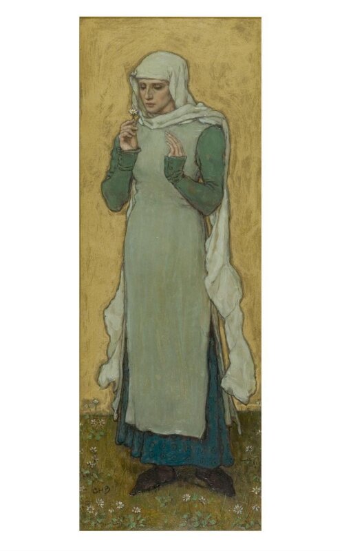 A woman holding a marguerite