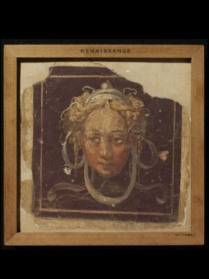 Female Head Framed by a Pattern of Ribbons (fragment of wall decoration), Giovanni da Udine, mid 16th century