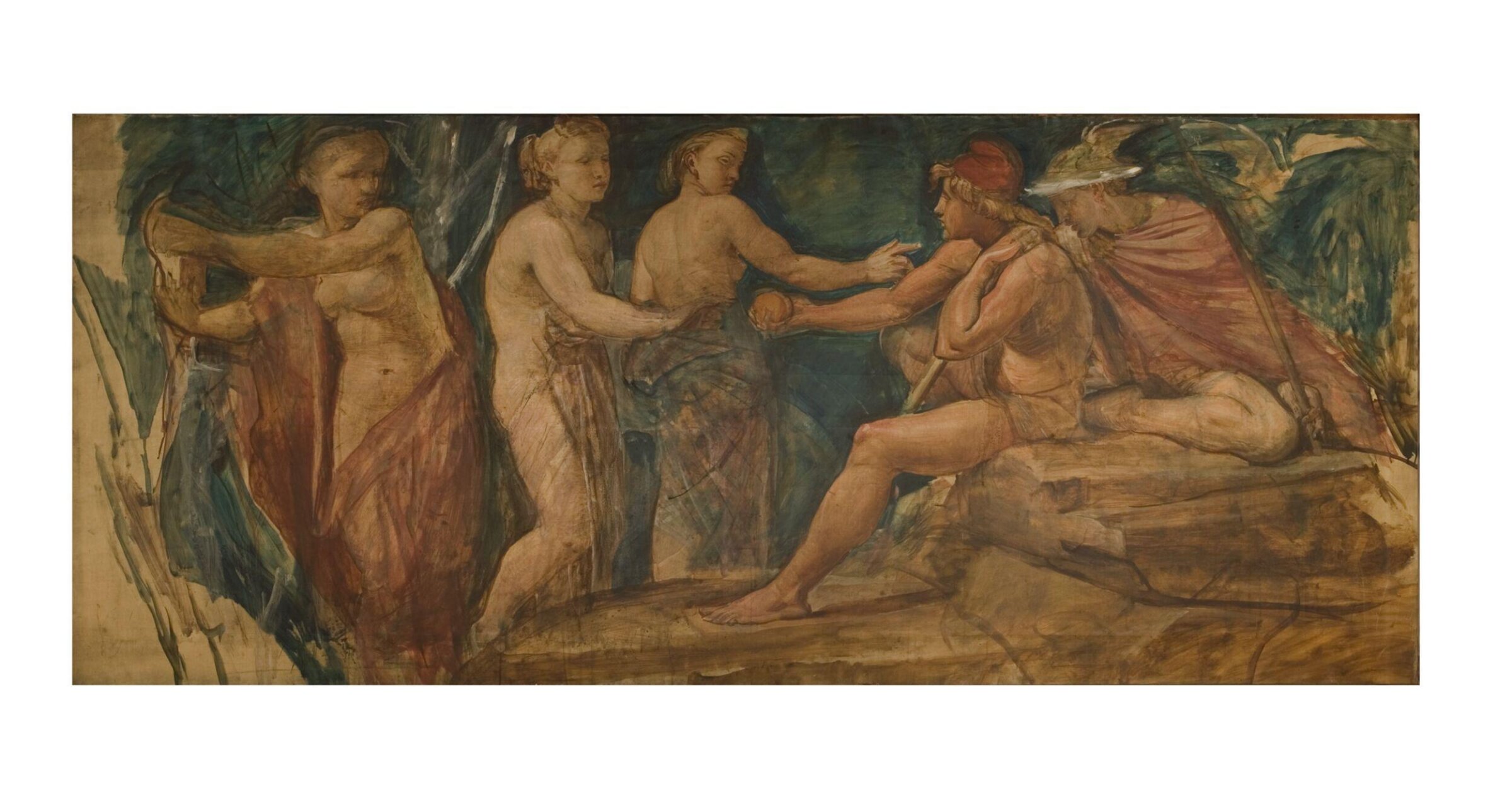 The Judgement of Paris (cartoon for the south panel of the ceiling, dining room, Dorchester House), Alfred George Stevens, ca. 1860