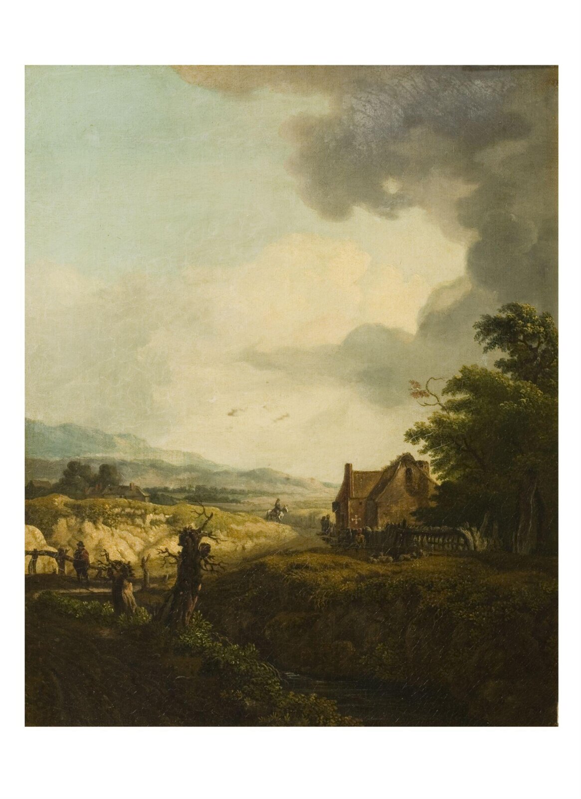 Landscape with an inn, Jan Wijnants, ca. 1800-1870