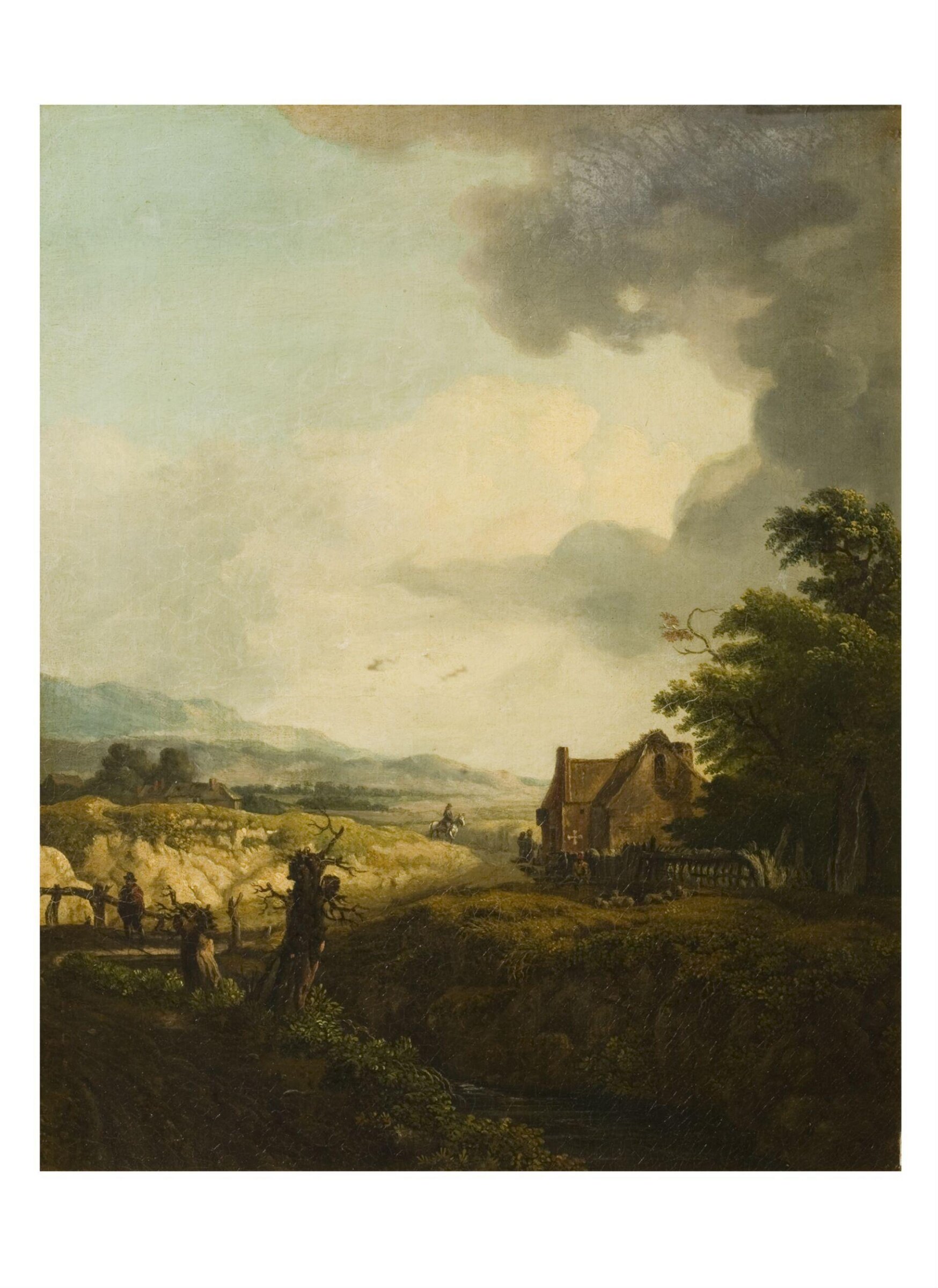 Landscape with an inn, Jan Wijnants, ca. 1800-1870