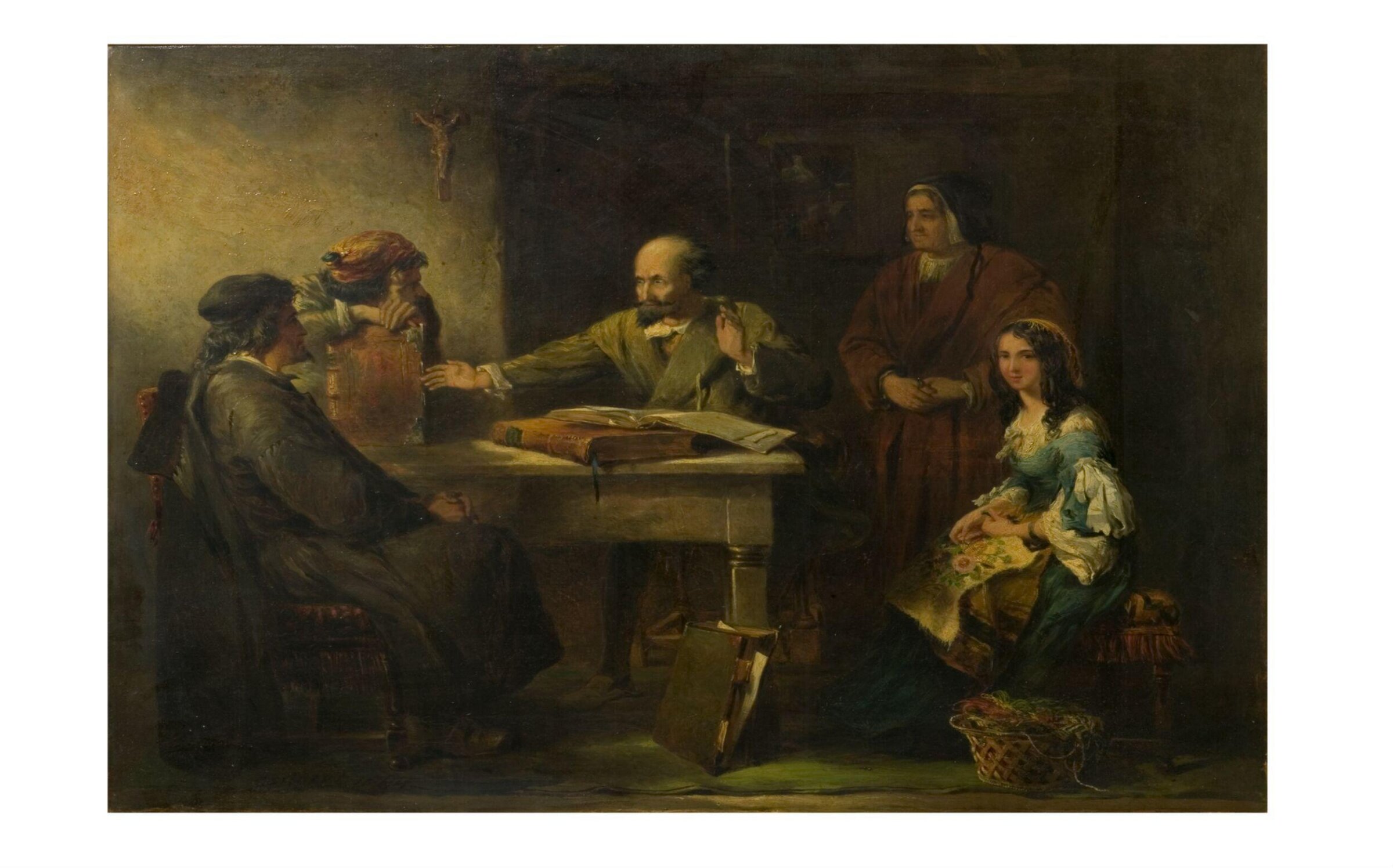 Don Quixote Disputing with the Priest and the Barber, John Gilbert, 1844