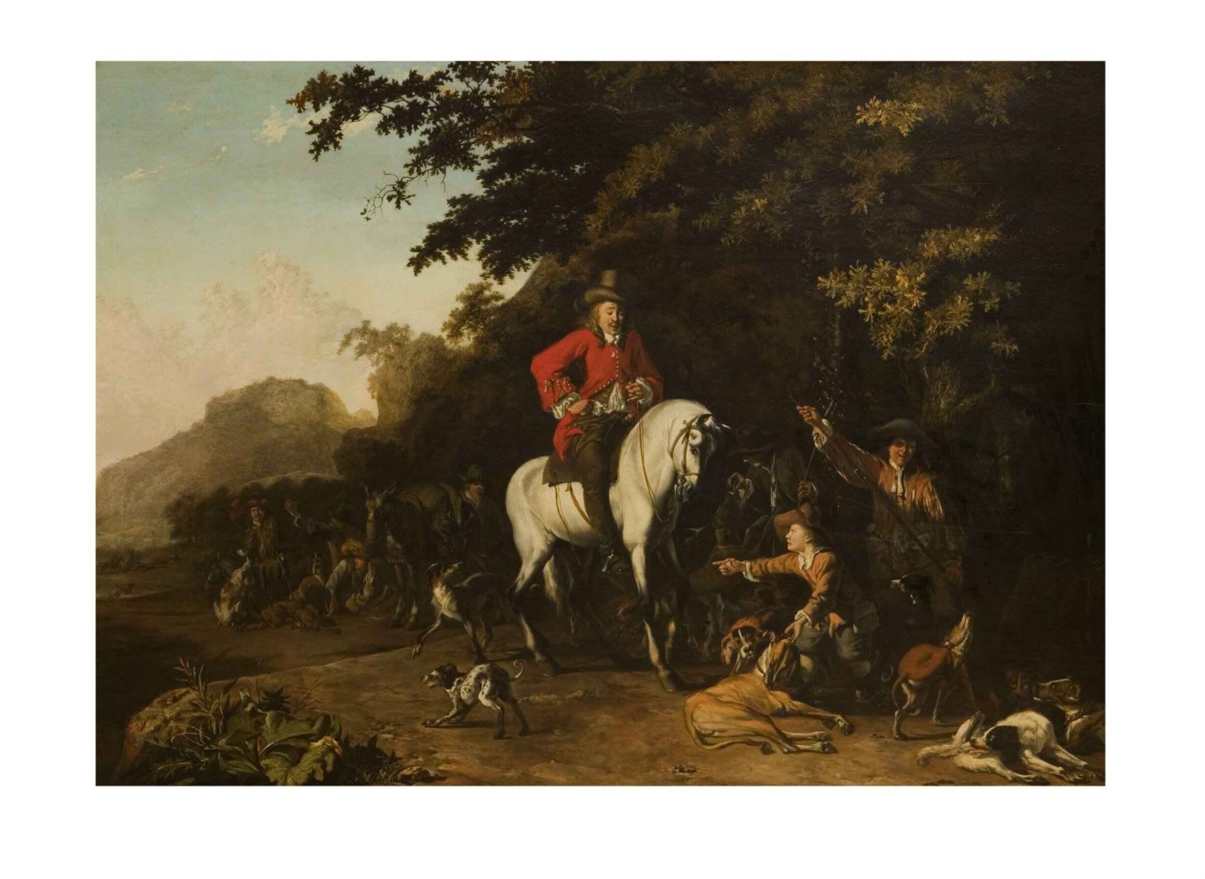 Huntsmen with dogs, Abraham Hondius, ca. 1650