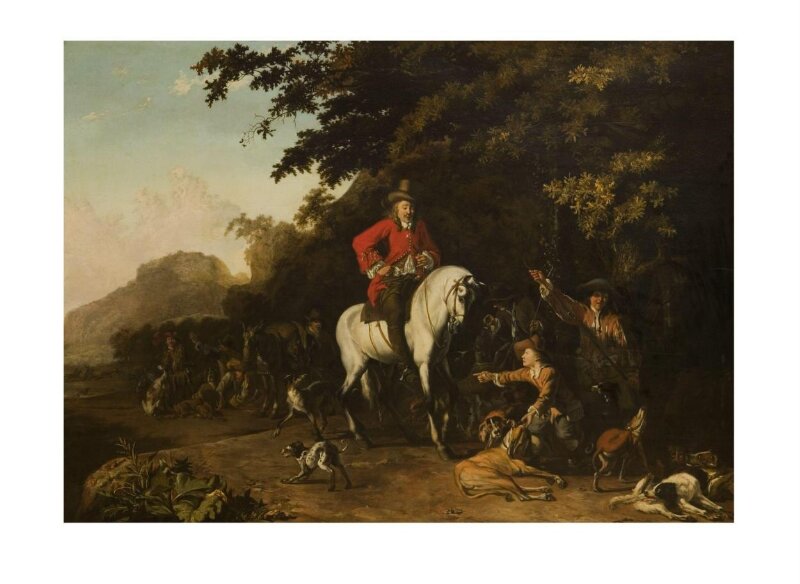 Huntsmen with dogs