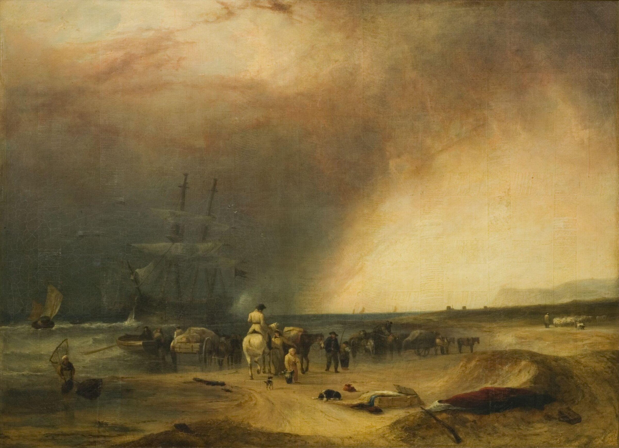 Coast scene, stormy effect, John Wilson, early 19th century