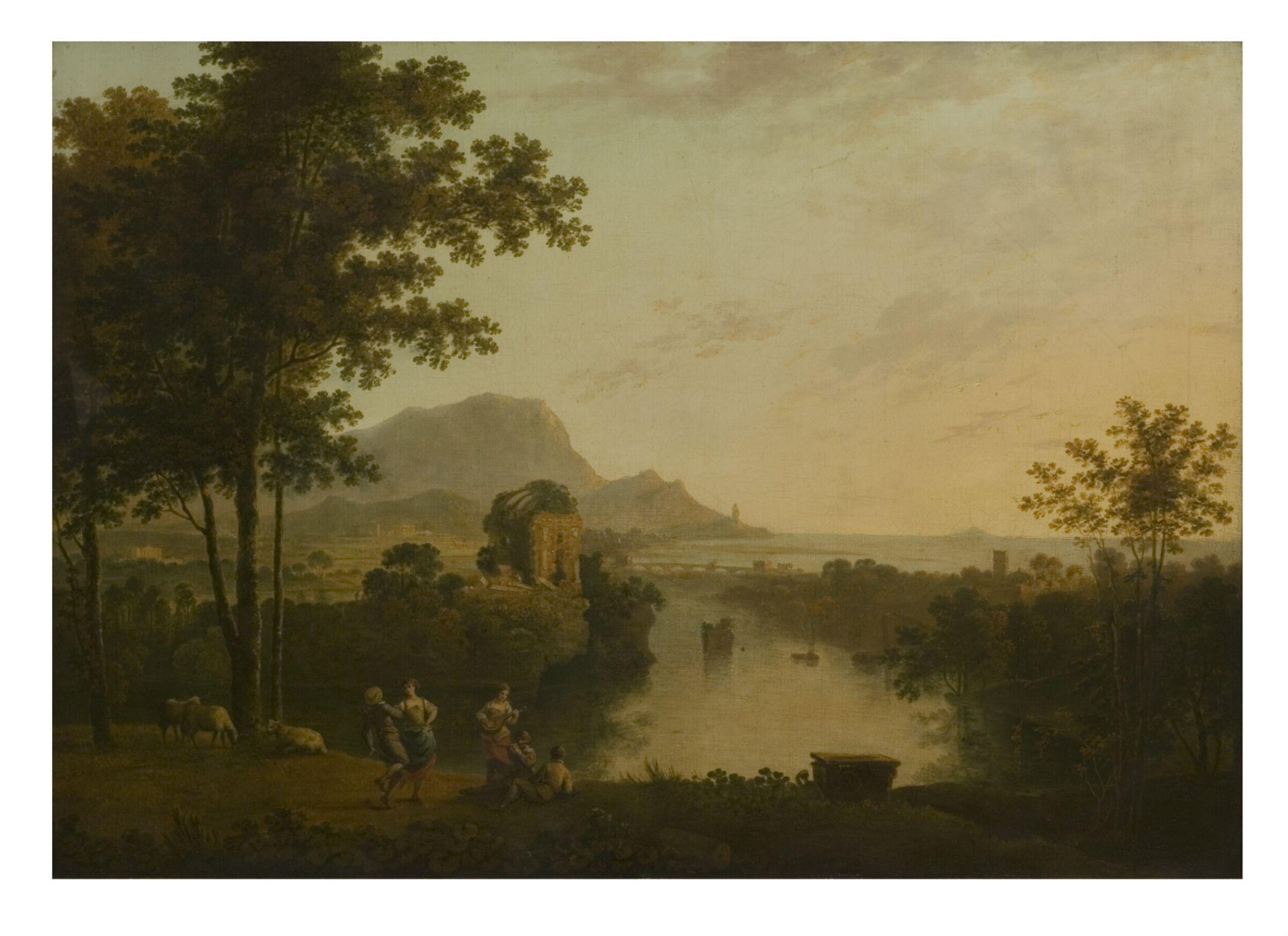 Landscape Composition: River Mouth with Peasants Dancing, Richard Wilson, 1770s
