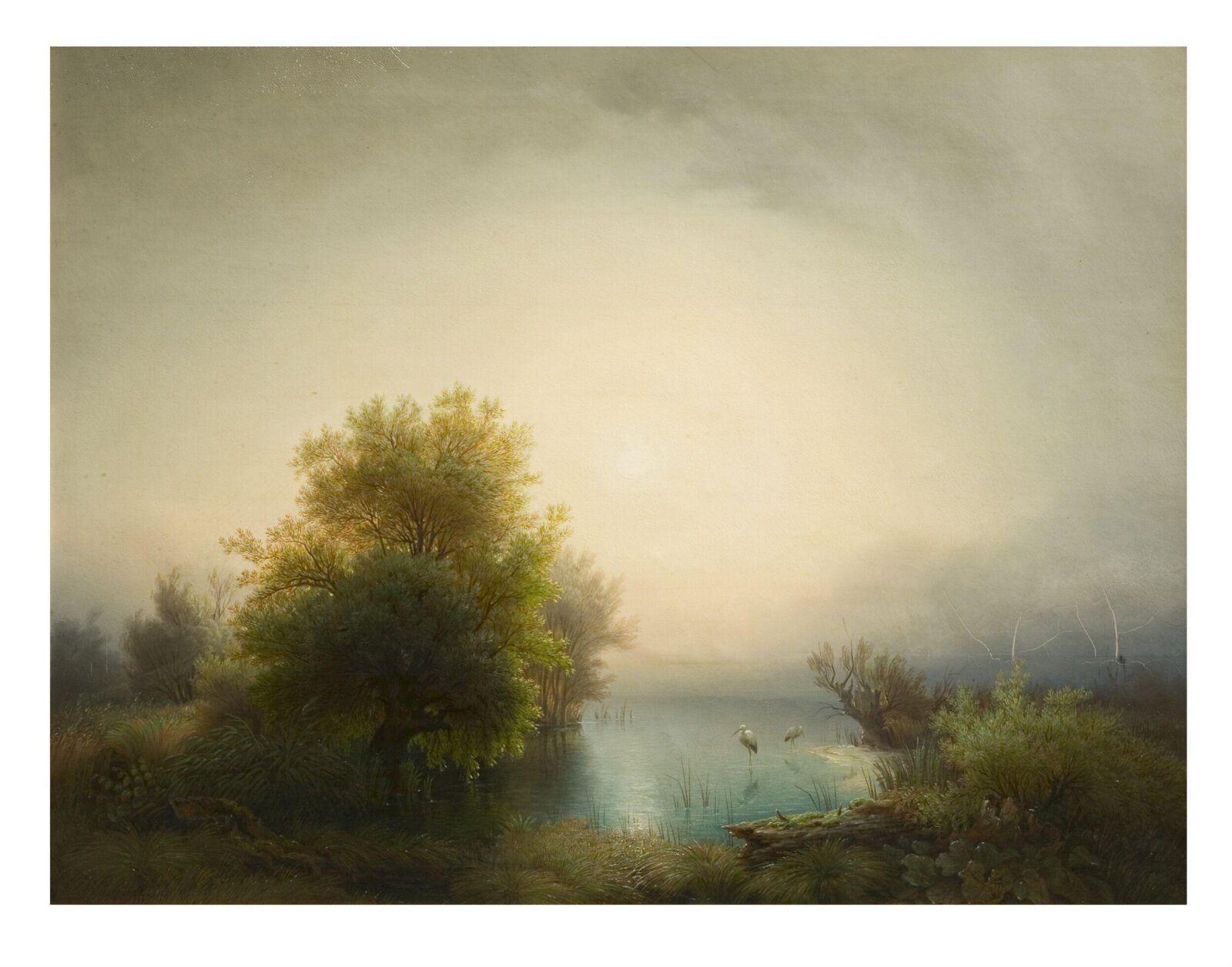 Lake Scene with Herons, Friedrich Thurau, before 1868