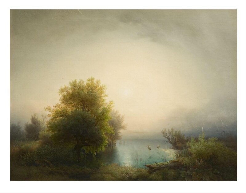 Lake Scene with Herons