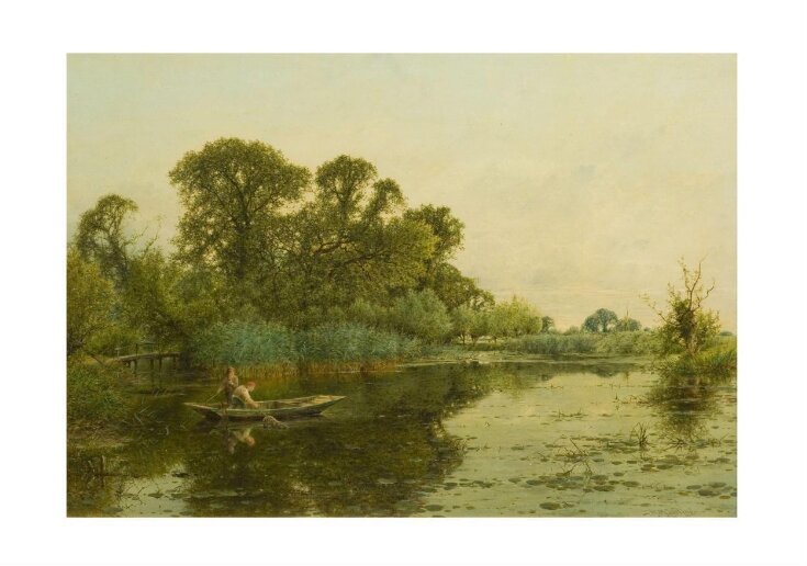 River scene with men in a punt top image