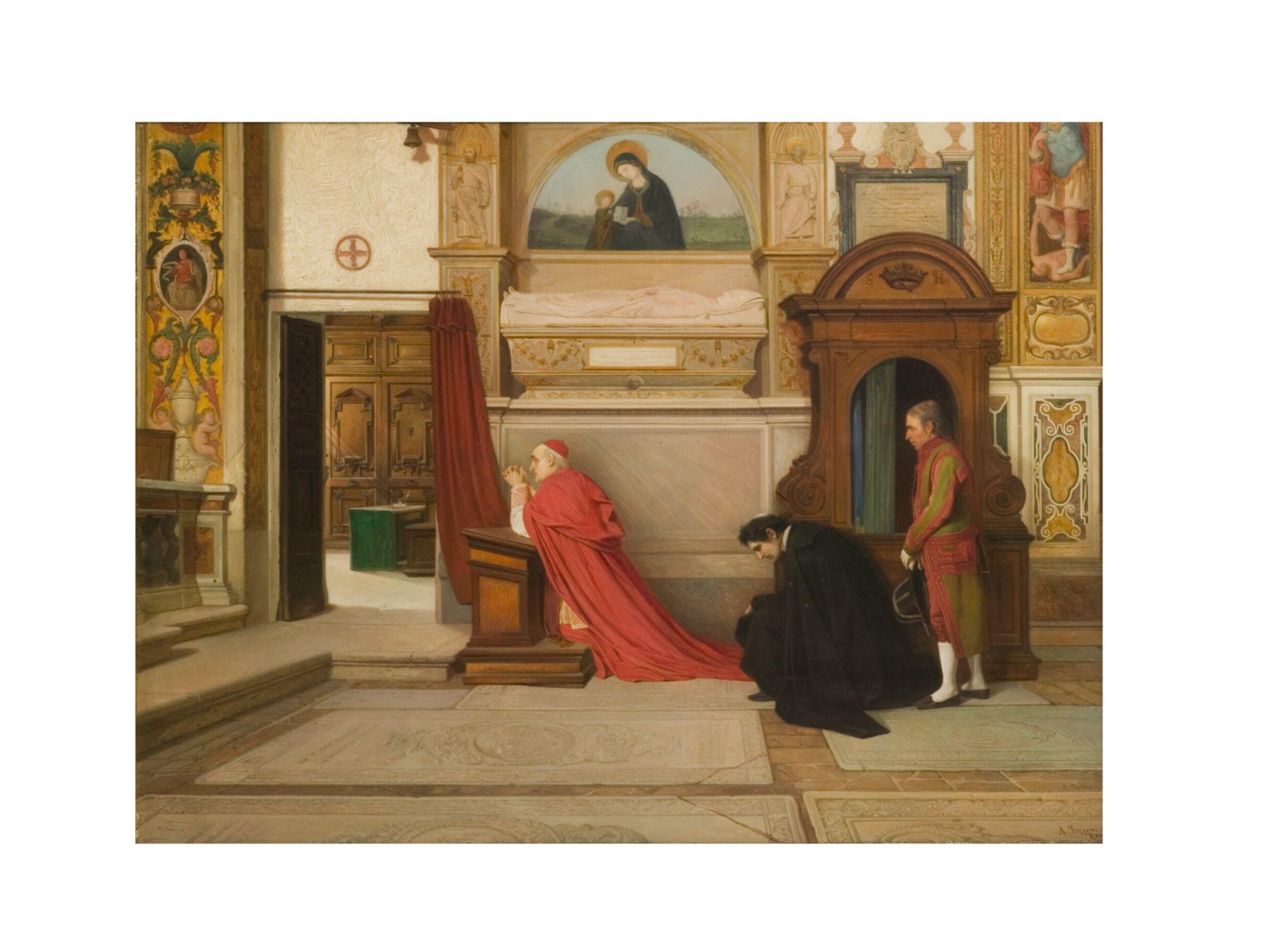Church of S. Onofrio, Rome: The Interior with a Cardinal, Alexander Antonovich Rizzoni, 1872