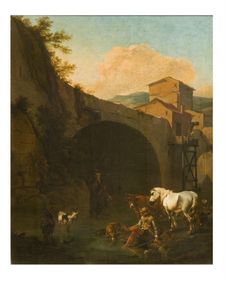 Arch of a Bridge with Peasants and Cattle top image