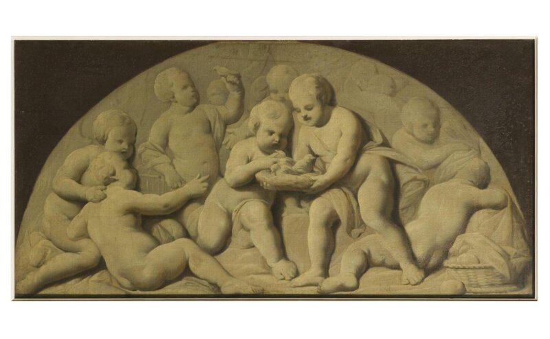 Group of putti, with birds