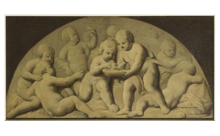 Group of putti, with birds top image