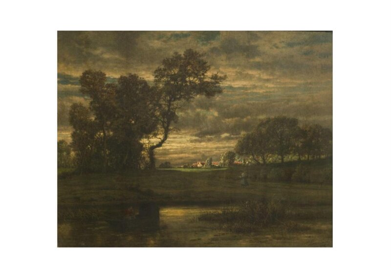 Landscape with fisherman and boat