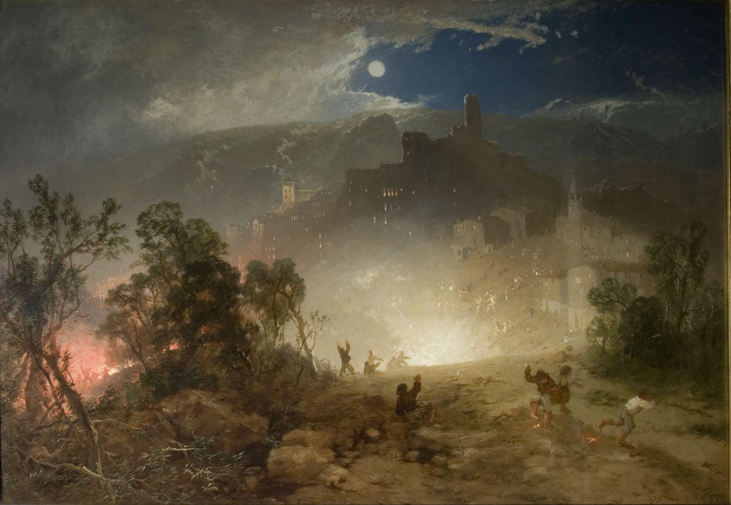 Night Fête at Olevano, James Baker Pyne, 1853-1854