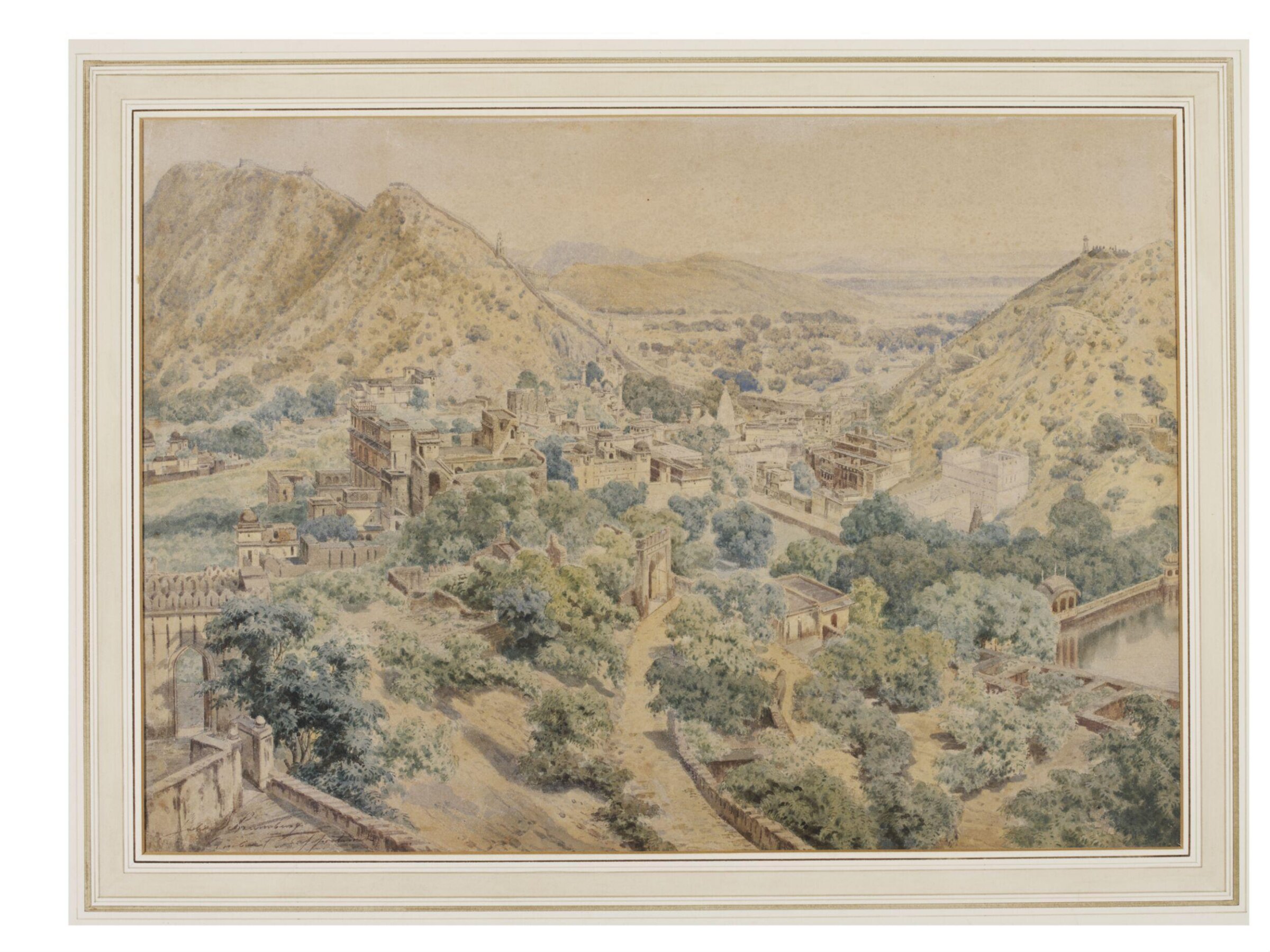 Bird's eye view of the old city of Amber, Jules Schaumburg, ca. 1860