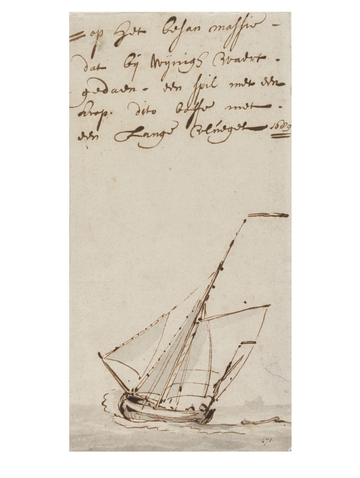 Drawing, Willem van de Velde the younger, 1689