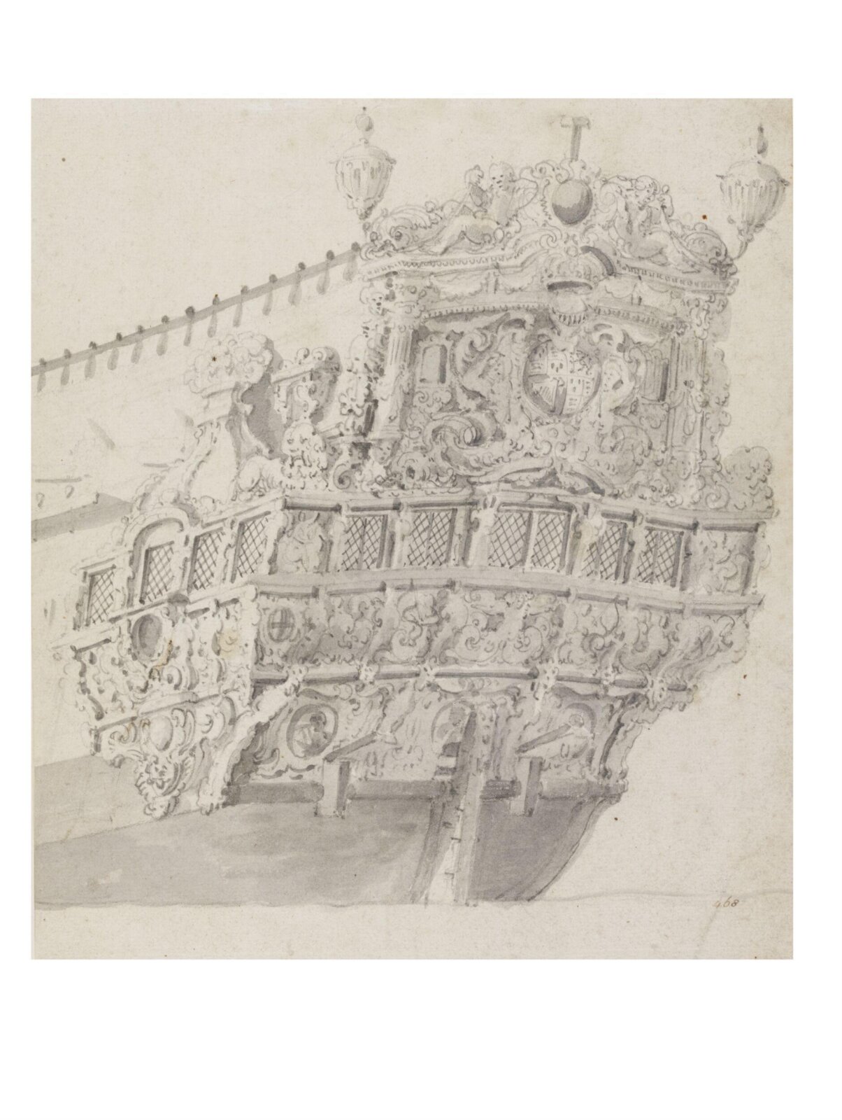 Drawing, Willem van de Velde the elder, late 17th century - 1707
