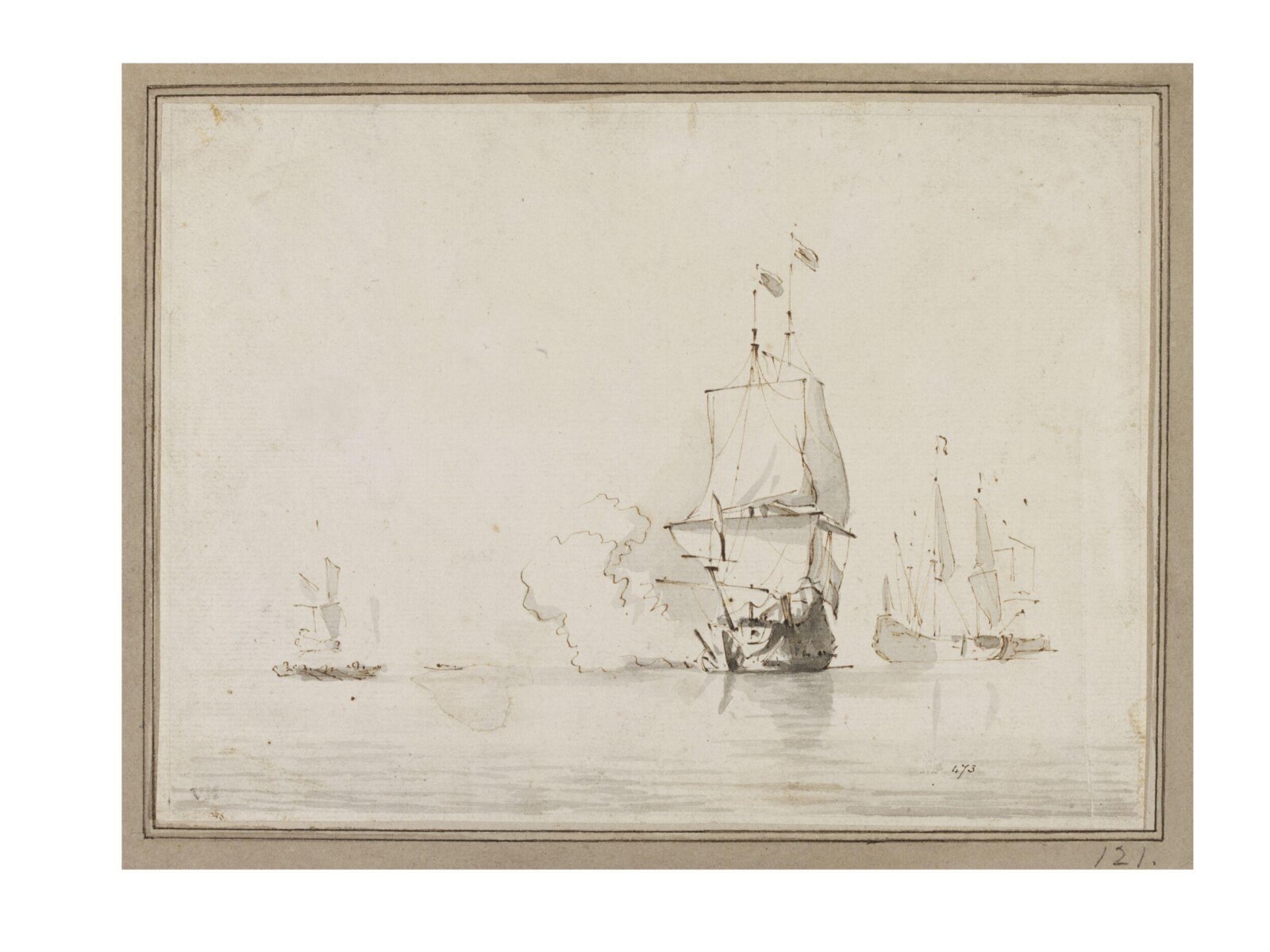 Drawing, Willem van de Velde the younger, late 17th century - 1707