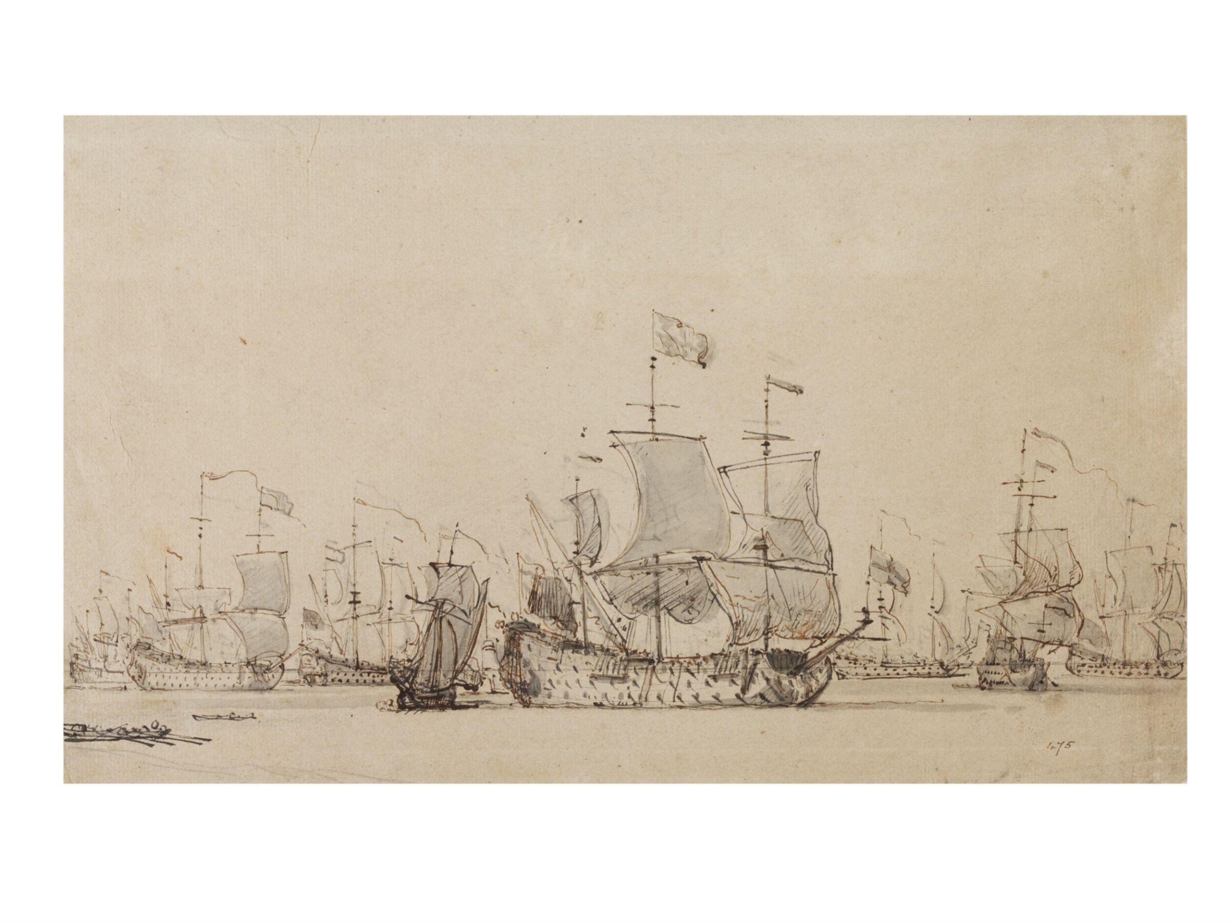 Drawing, Willem van de Velde the younger, late 17th - early 18th century
