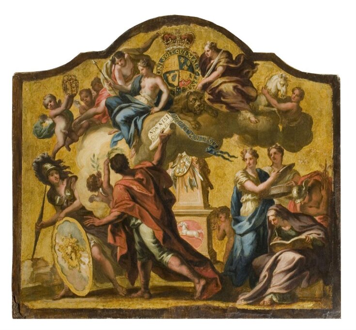 Allegorical Figures: Clemency, Prudence and Justice with Pallas, Heroic Poetry, Liberty, Discretion, History and Mercury (panel from Royal State Coach for George I) top image
