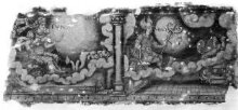Man (?Actaeon) and Hound Running  (plaster panel from Stodmarsh Court, Kent) thumbnail 1