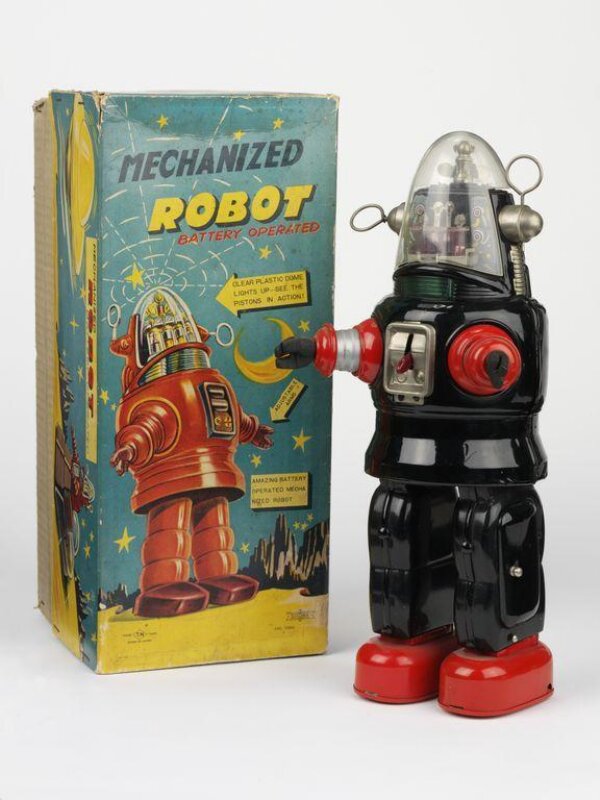 Details about   Very Rare T.M Nomura 1957 Robby the Robot 14" Tin Working Toy with Original Box 