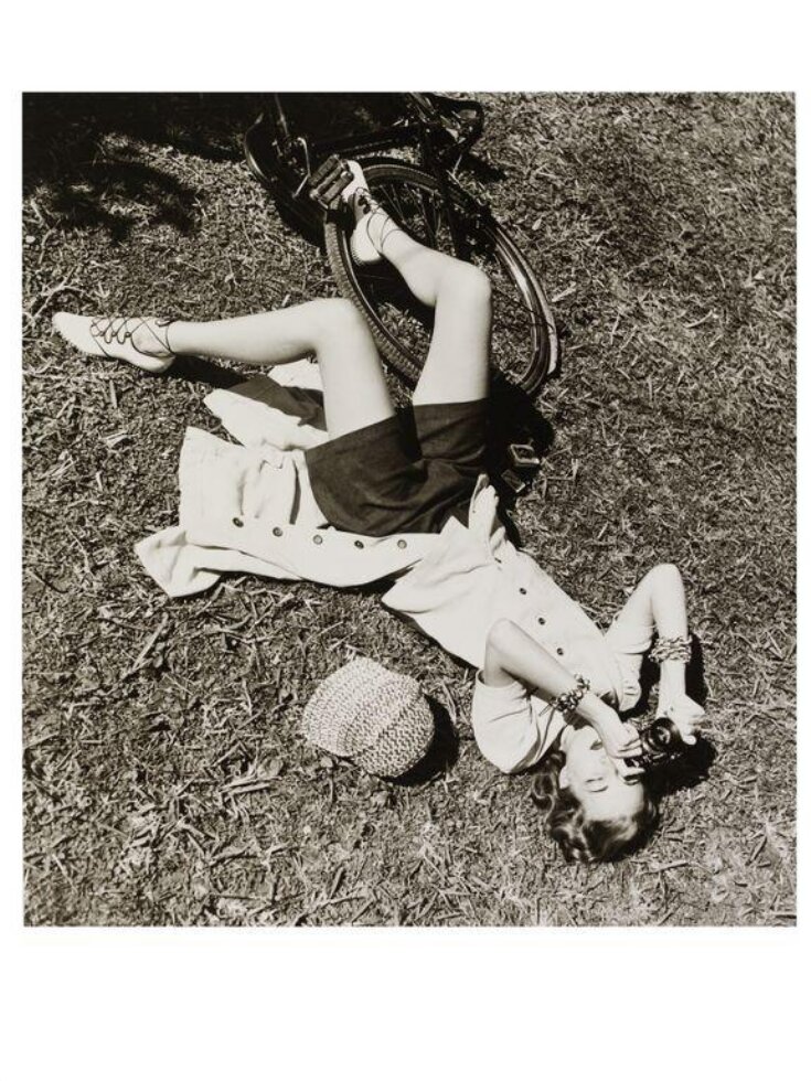 Girl with Camera Lying on Grass top image