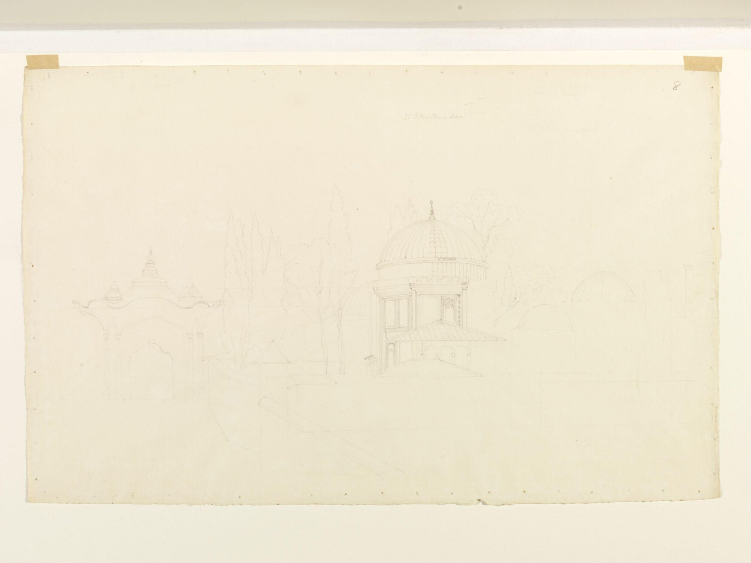 Türbe of Sehzade in Istanbul, and a gate, Lewis Vulliamy, ca. 1818