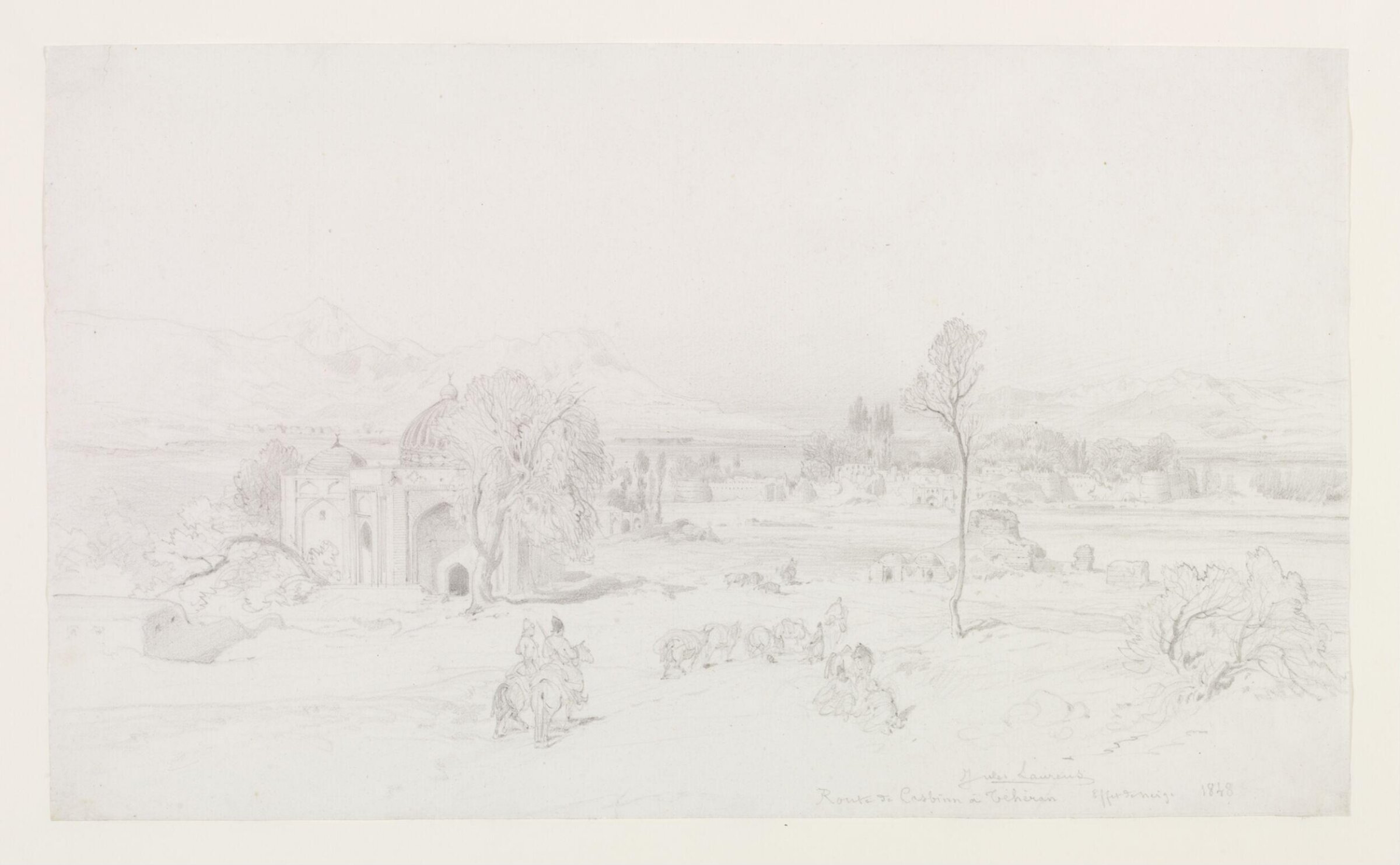 Route de Casbinn à Téhéran Effet de neige, Jules-Joseph-Augustin Laurens, 1848