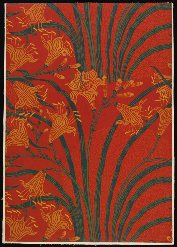 Day Lily wallpaper (Yellow), England, 1897 - Walter Crane - Framed art Print main image 1