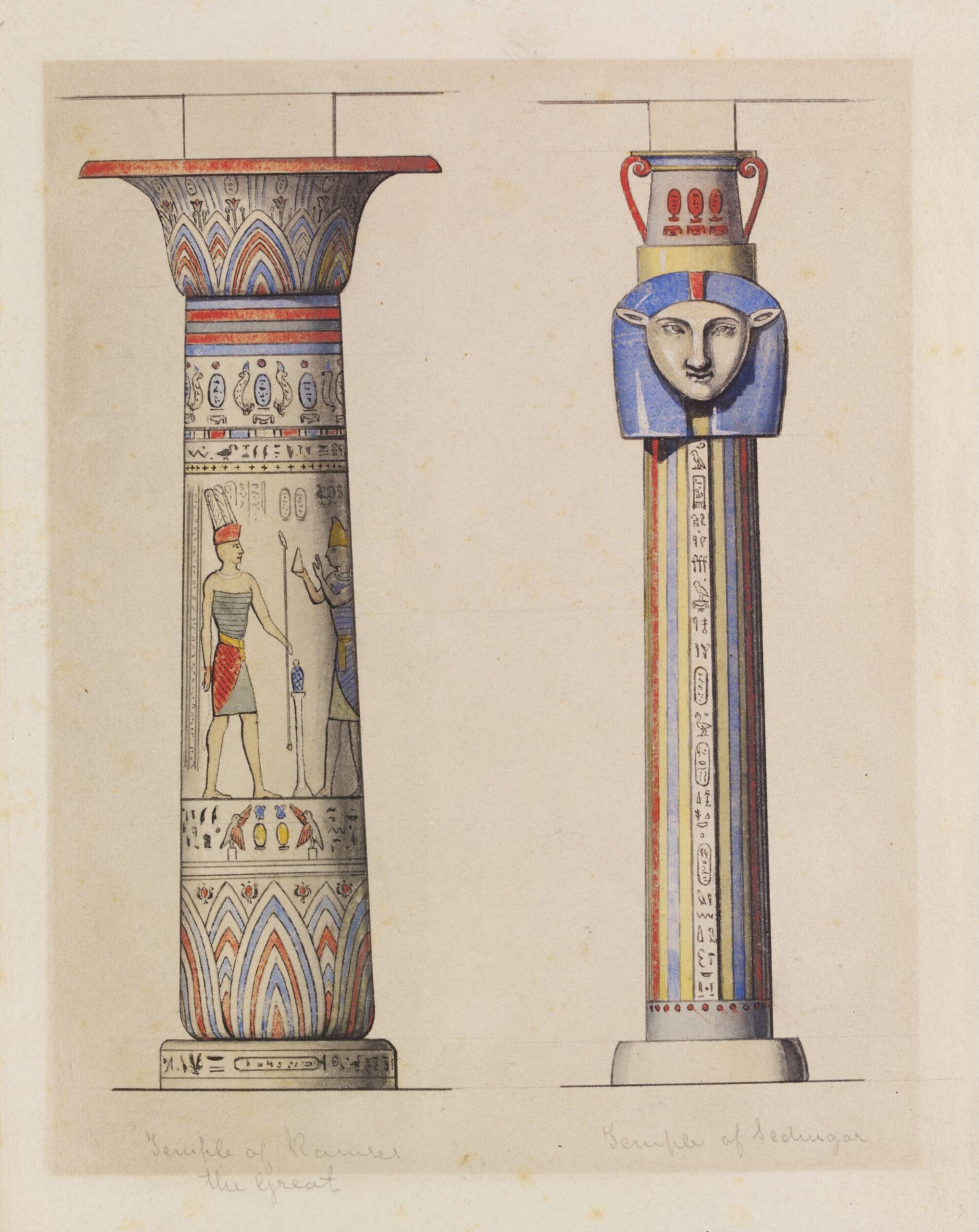 Temple of Ramses the Great  B.C.1420.  Temple of Sedingar  B.C.1490, Owen Jones, ca. 1853