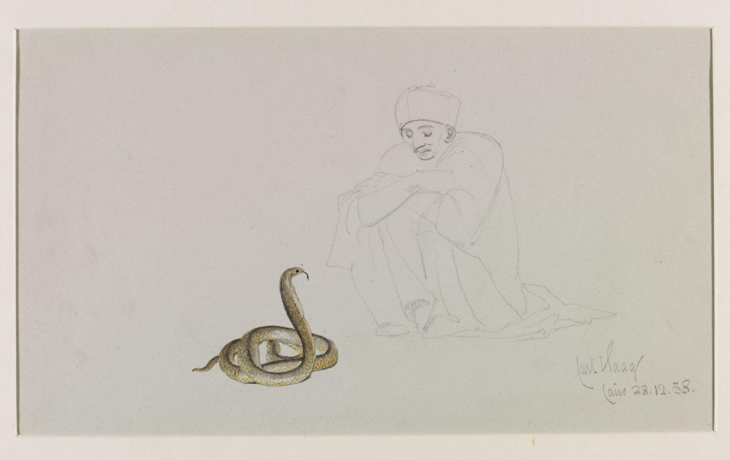 Snake Charmer with an Egyptian Cobra, Carl Haag, 1858