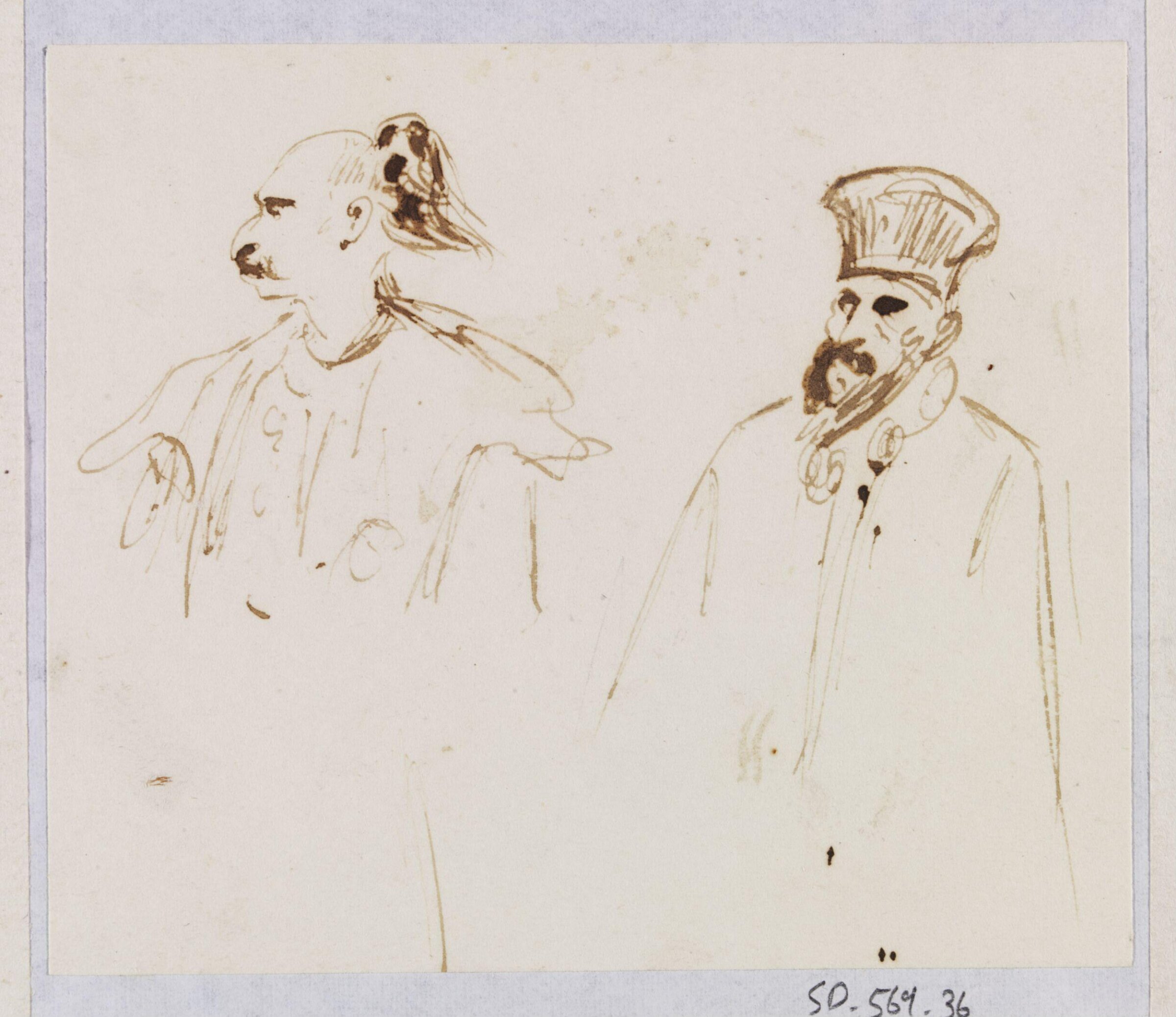 Two male figures, Théodore Leblanc, ca. 1828-1837