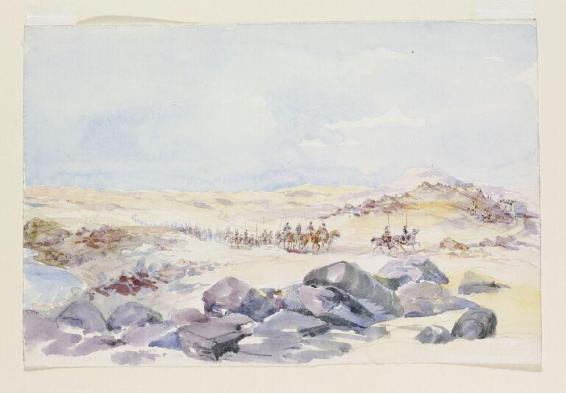 Cavalry under Capt.[sic] Broadwood marching from Wady Halfa to Sarras., Jane Evelyn Lindsay, 1896