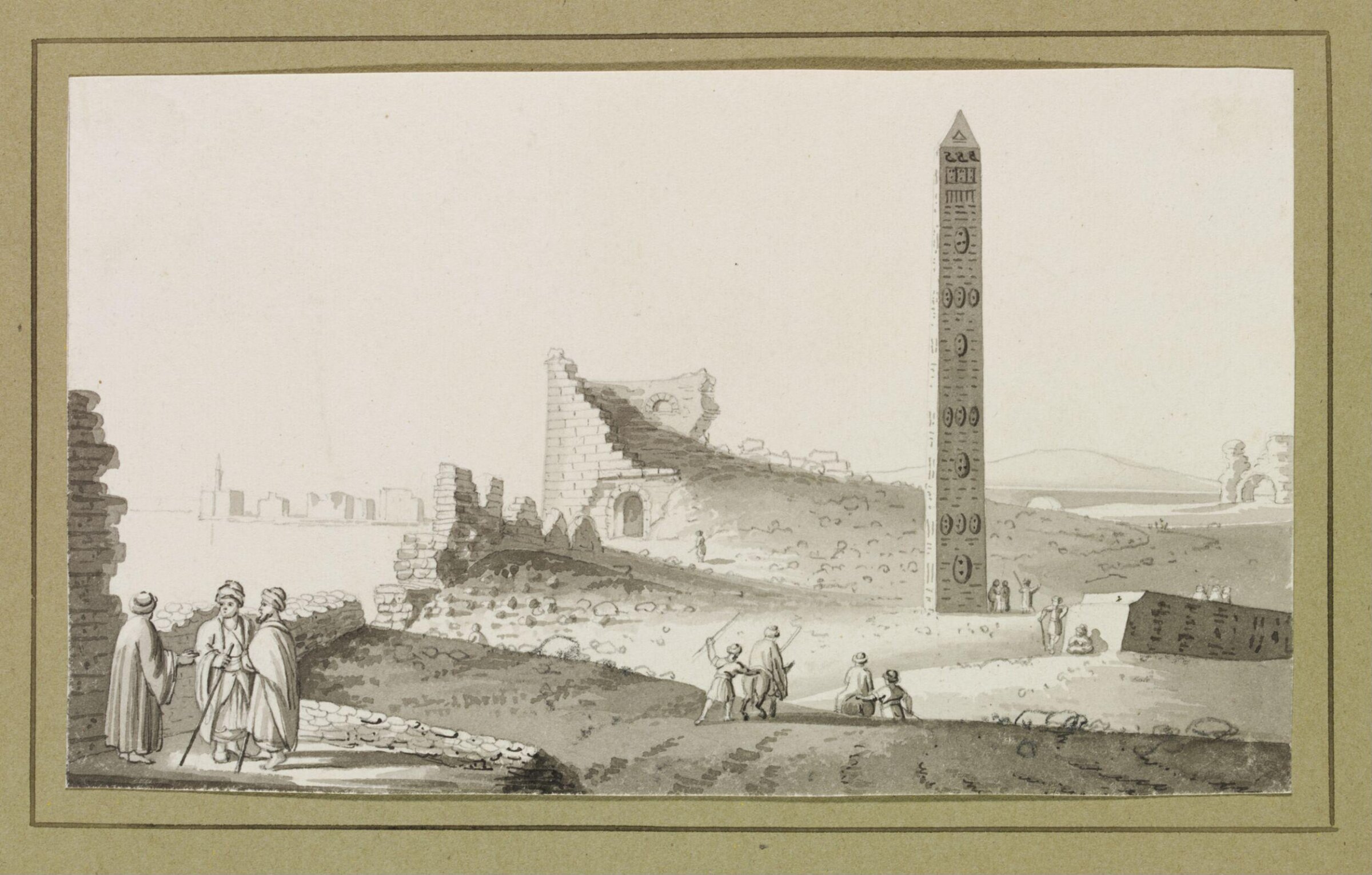 The Obelisks At Alexandria, Called Cleopatra's Needles, Luigi Mayer, ca. 1805-ca. 1820