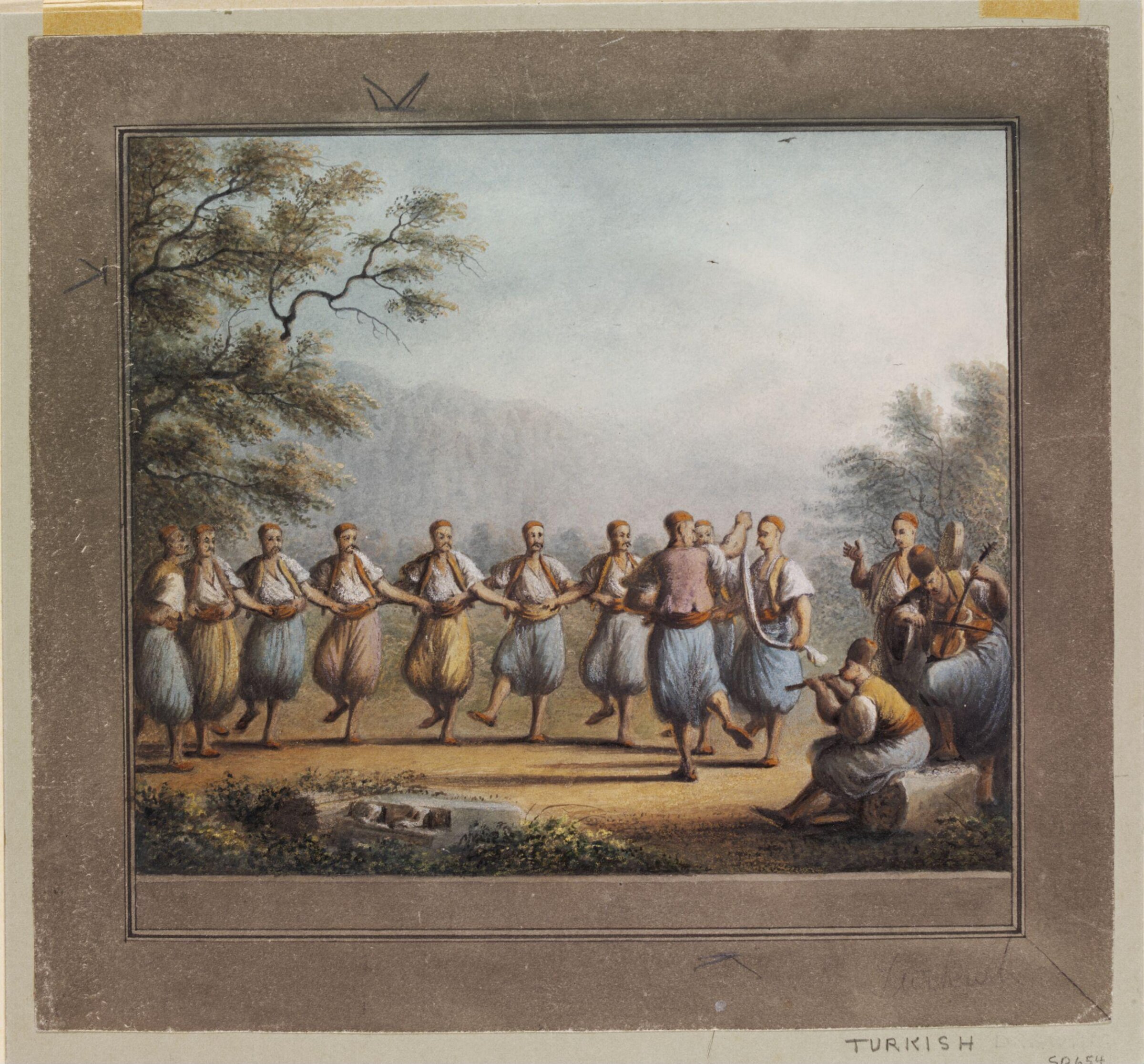 Dance of Peasants [possibly in Belgrade near Constantinople], Luigi Mayer, ca. 1800
