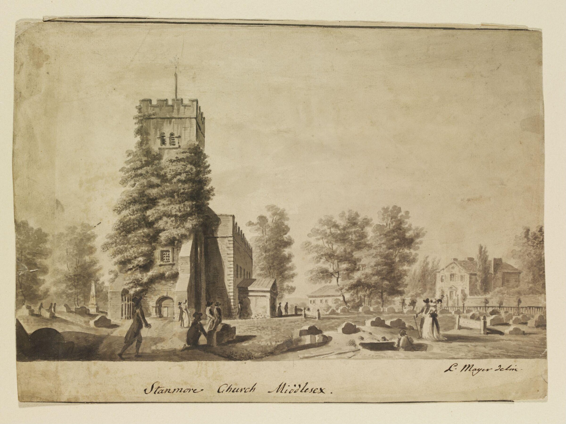 Stanmore Church Middlesex, Luigi Mayer, ca. 1800