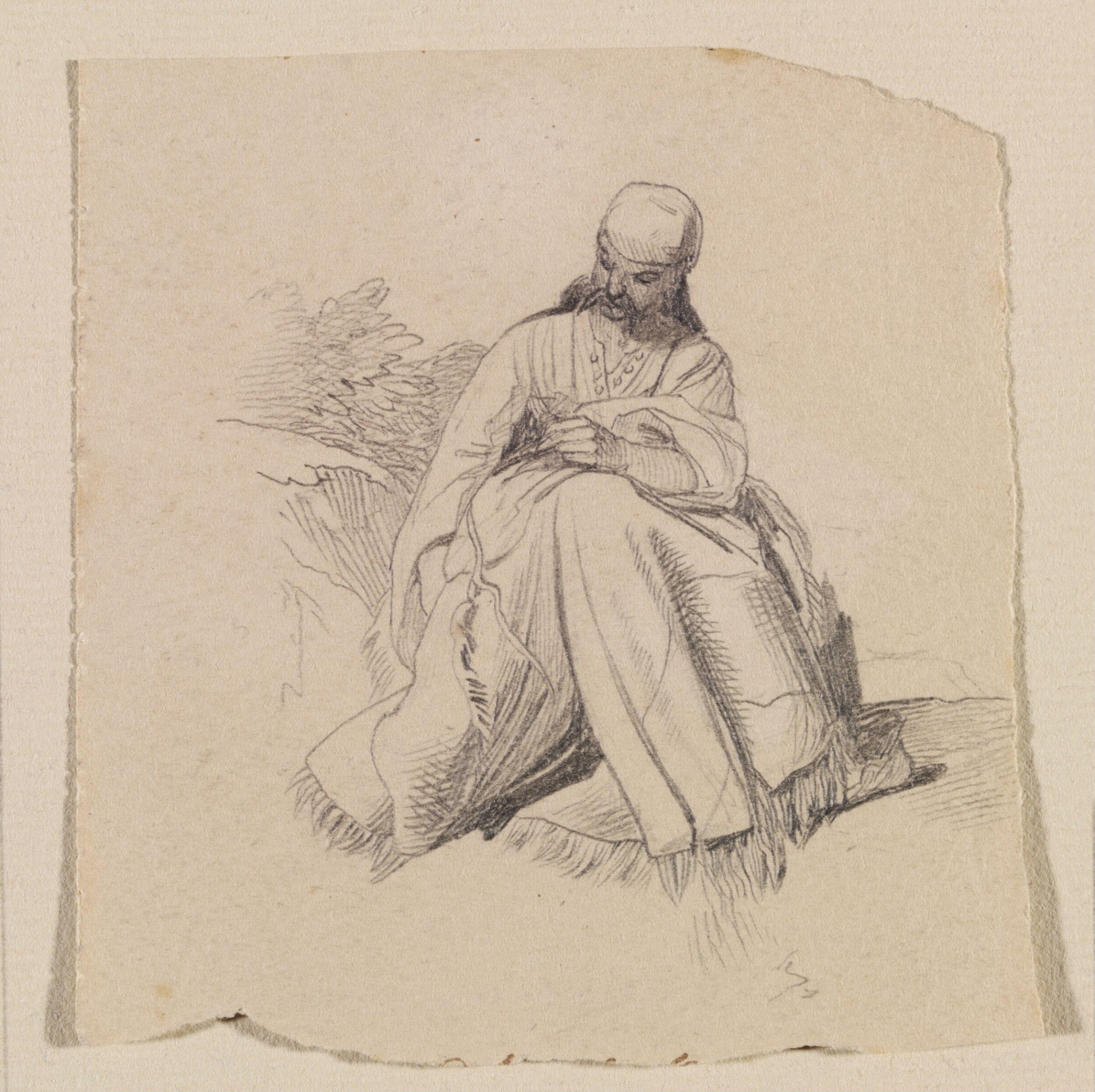 A seated figure, Edward Lear, 19th century
