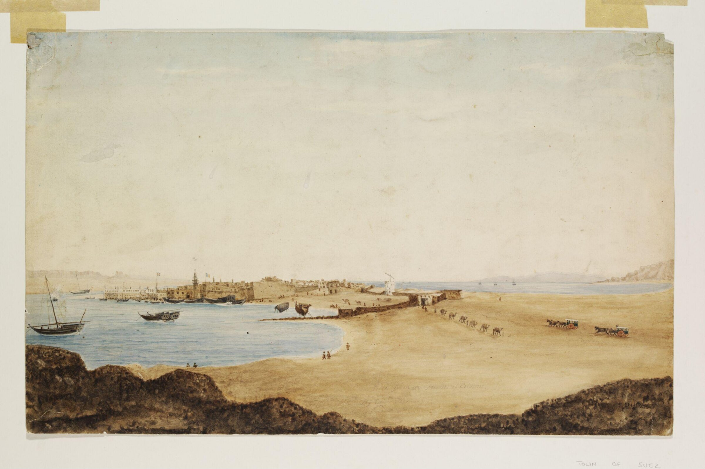 Suez from the Ruins of Colsum, Robert Moresby, 1840-1850