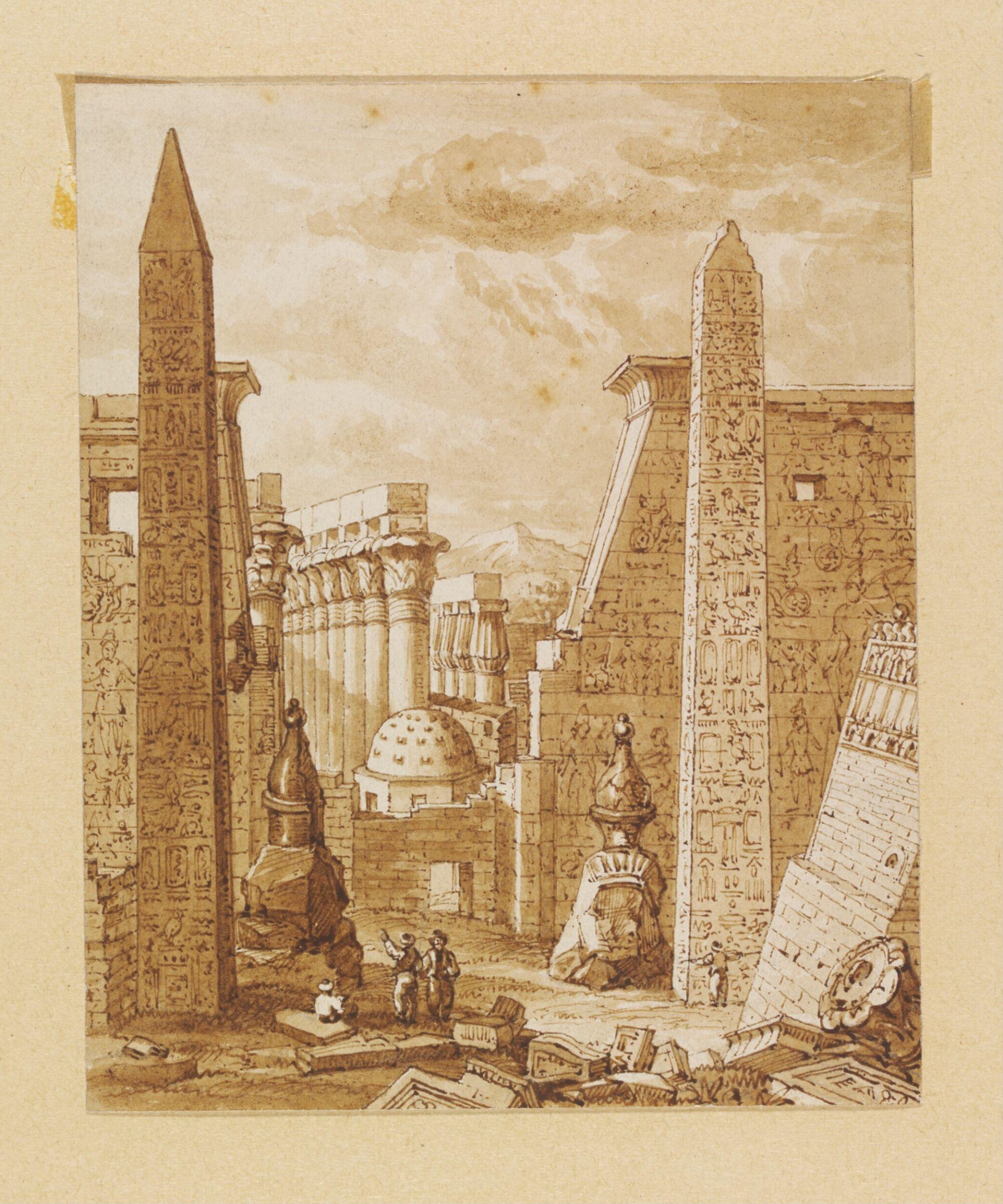 Entry of Palace of Luxor, formerly Thebes, ca. 1830