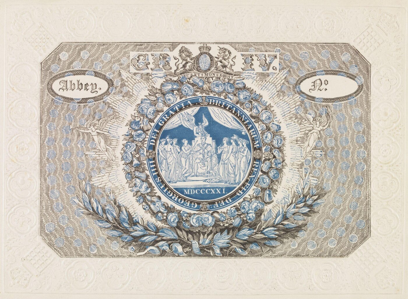 Unknown, Admission ticket to Westminster Abbey for the Coronation of King George IV