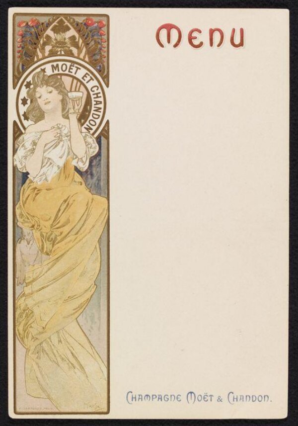 Art Nouveau-Style Label for Moet and Chandon Champagne by Alphonse News  Photo - Getty Images